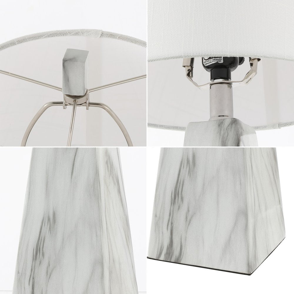 Set of Two 21" White Geometric Table Lamps With Empire Shades