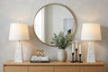 Set of Two 21" White Geometric Table Lamps With Empire Shades
