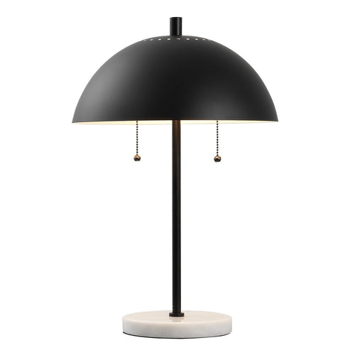 21" White Round Table Lamp With Globe Shade
