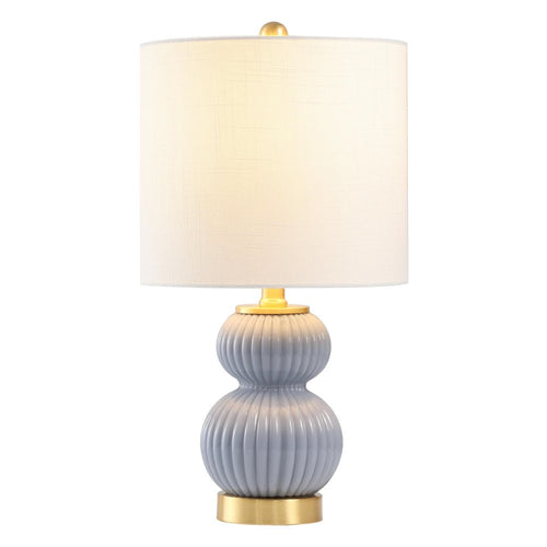 20" Gold Gourd Table Lamp With Drum Shade