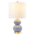 20" Gold Gourd Table Lamp With Drum Shade