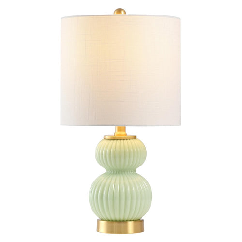 20" Gold Gourd Table Lamp With Drum Shade