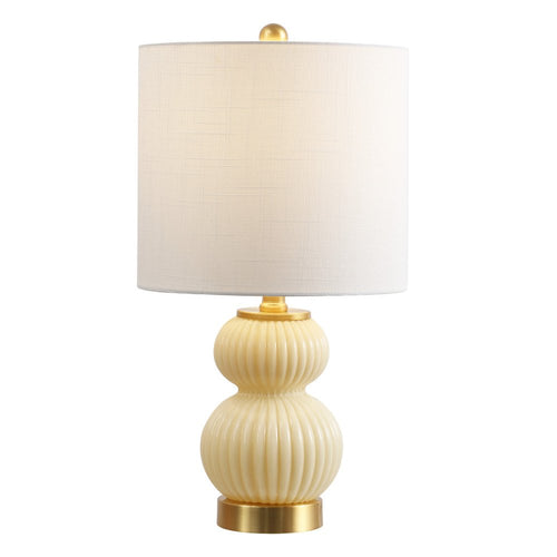 20" Gold Gourd Table Lamp With Drum Shade