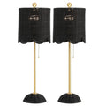 Set of Two 28" Black Table Lamps With Drum Shades