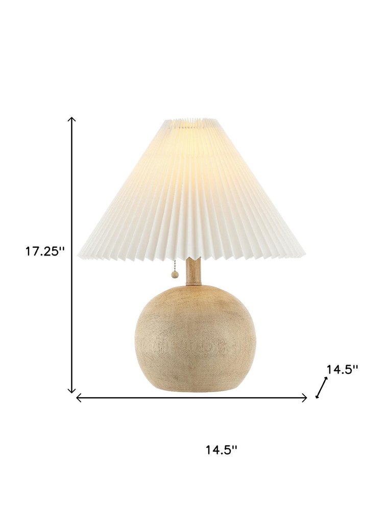 17" Beige Ribbed Round Table Lamp With Empire Shade