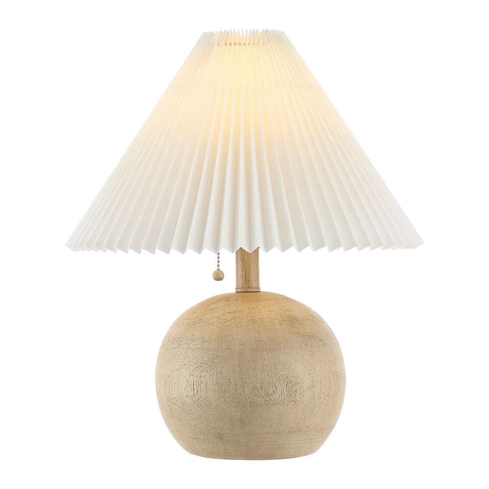 17" Beige Ribbed Round Table Lamp With Empire Shade