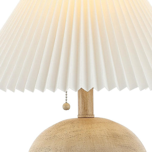 17" Beige Ribbed Round Table Lamp With Empire Shade
