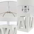 Set of Two 22" White Table Lamps With Drum Shades