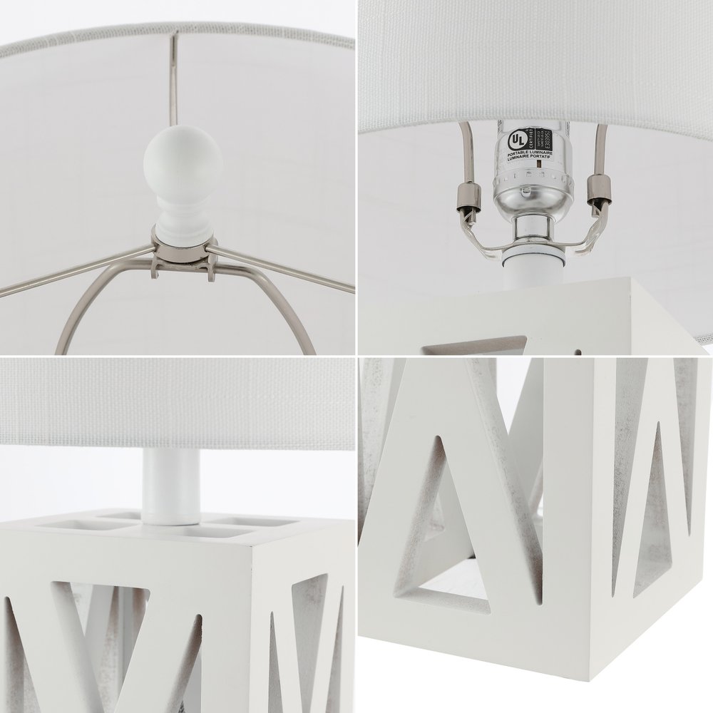 Set of Two 22" White Table Lamps With Drum Shades