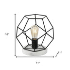 10-Inch Black Geometric Marble Table Lamp