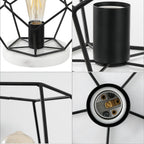 10-Inch Black Geometric Marble Table Lamp