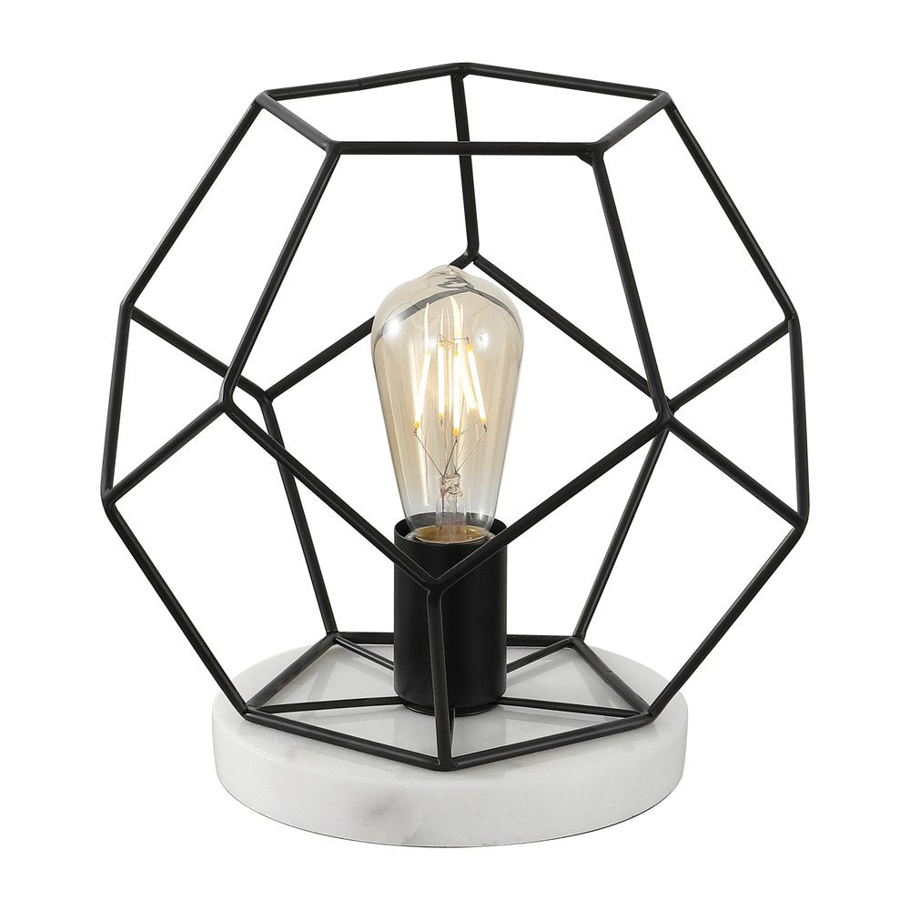 10-Inch Black Geometric Marble Table Lamp