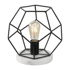 10-Inch Black Geometric Marble Table Lamp