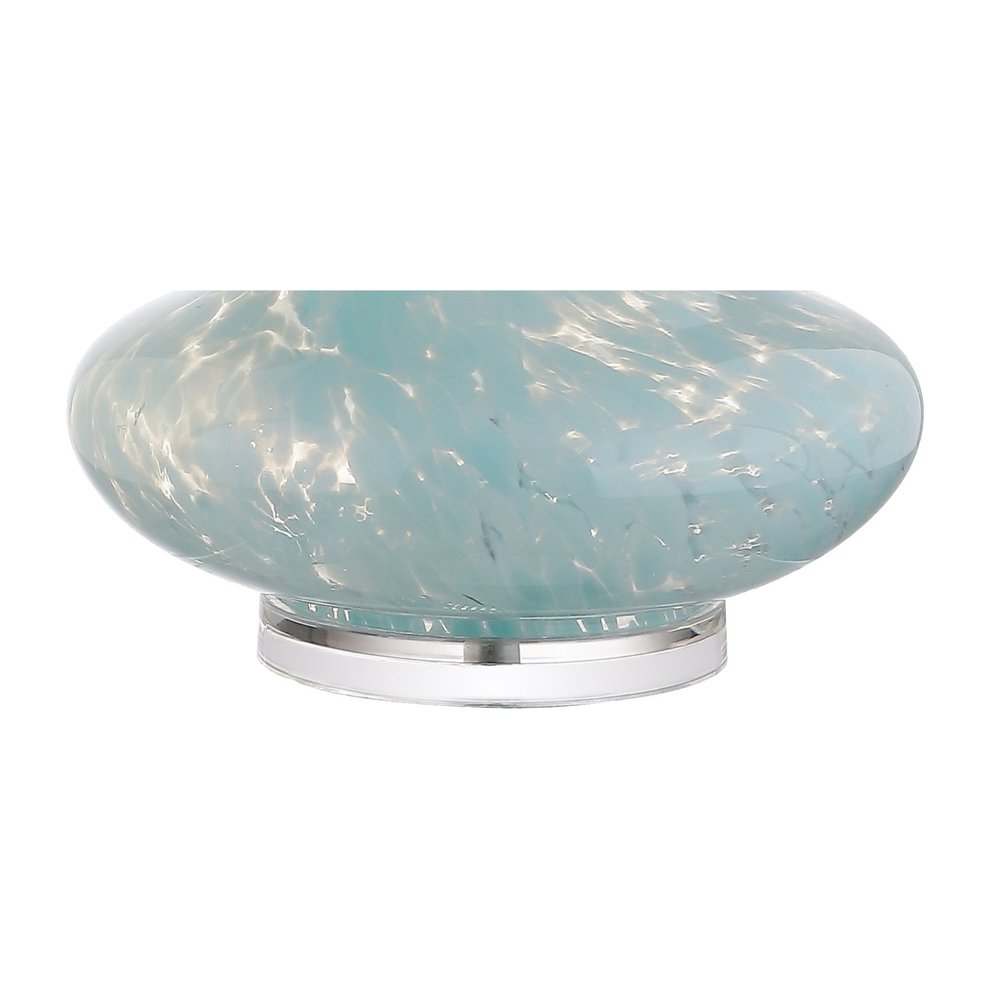 29" Light Blue And Clear Teardrop Glass Table Lamp With Drum Shade