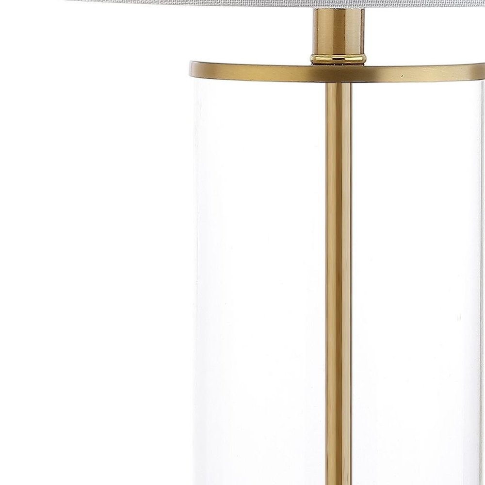 29" Gold Table Lamp With Drum Shade