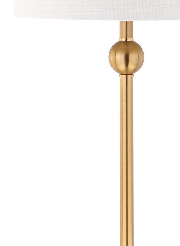 Set of Two 35" Clear And Brass Table Lamps With Drum Shades