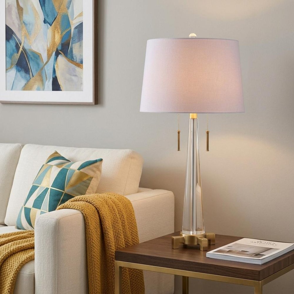 30" Gold Novelty Table Lamp With Empire Shade
