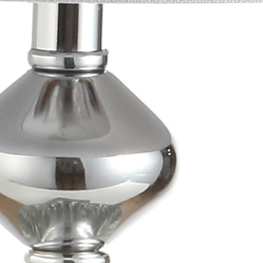 28" Silver Table Lamp With Drum Shade