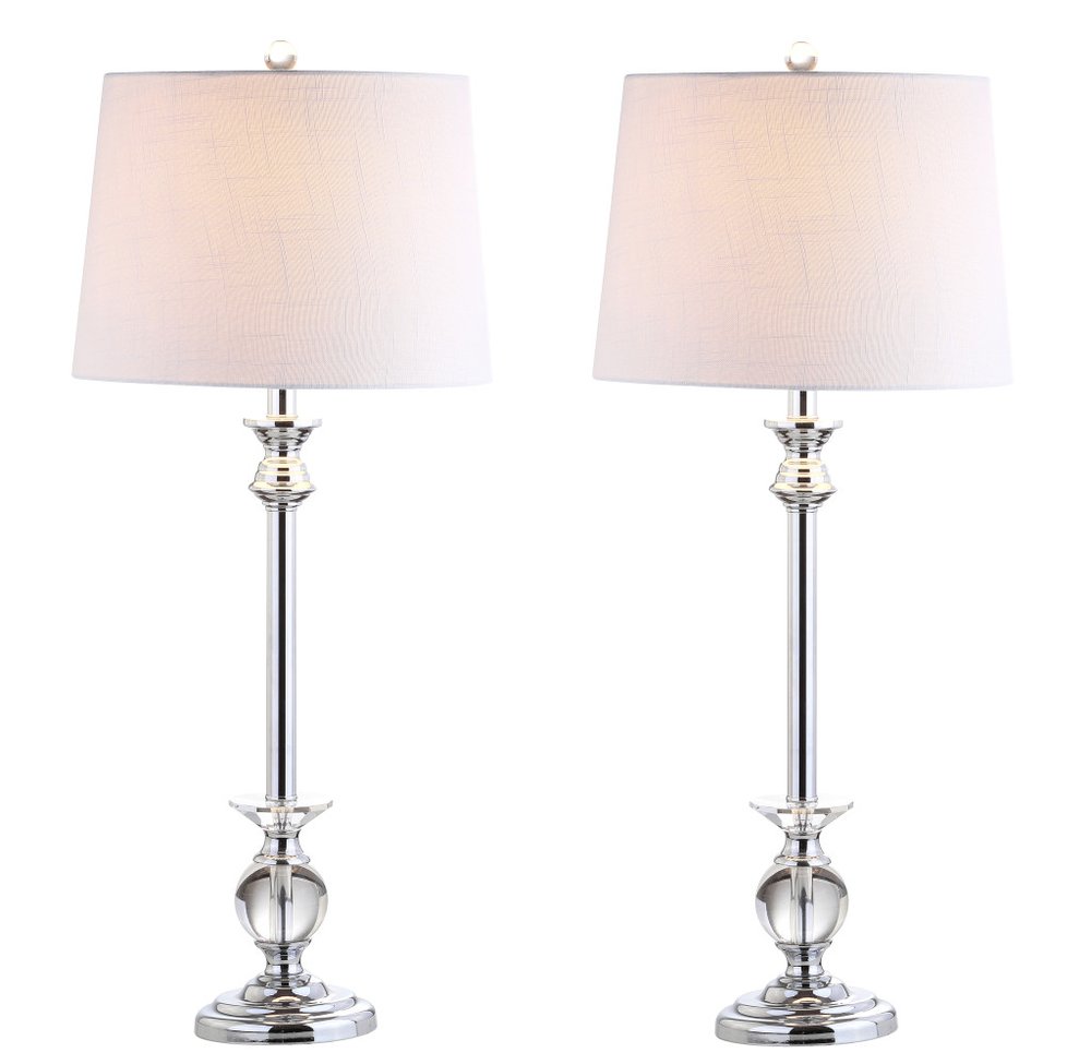 Set of Two 33" Silver Table Lamps With Drum Shades