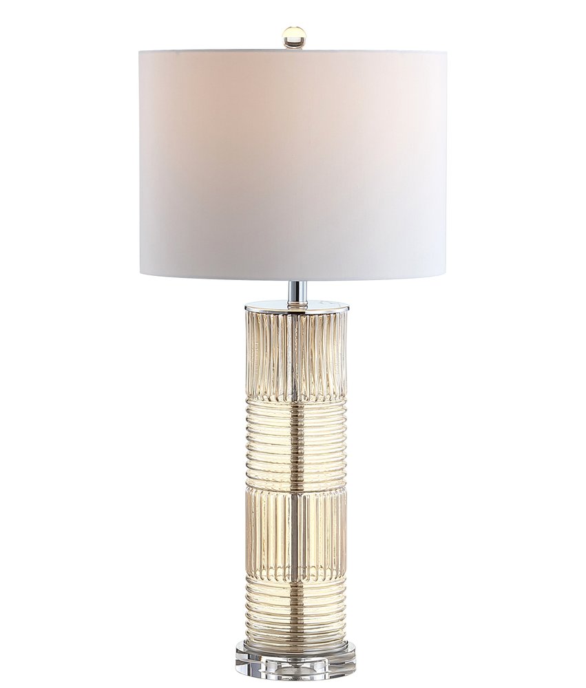 30" Clear Table Lamp With Drum Shade