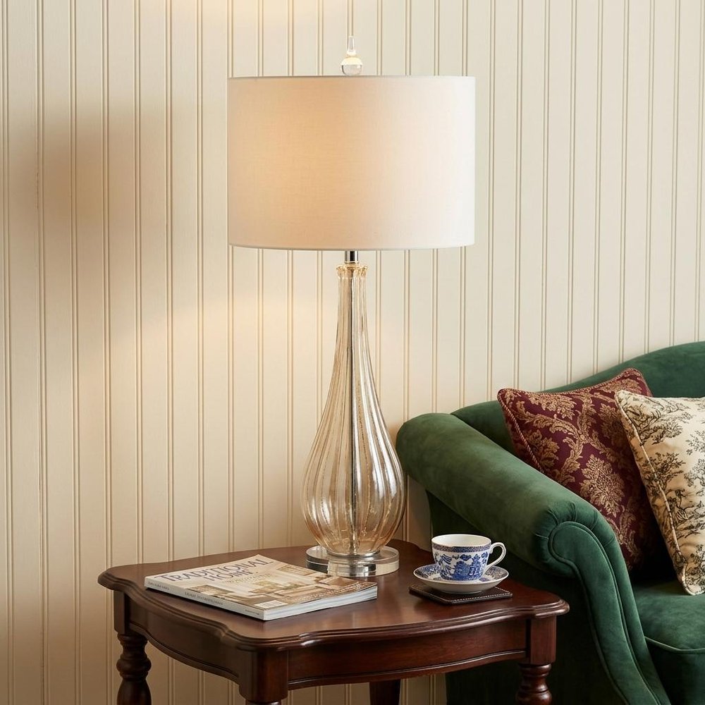 33" Clear Urn Buffet Lamp With Drum Shade