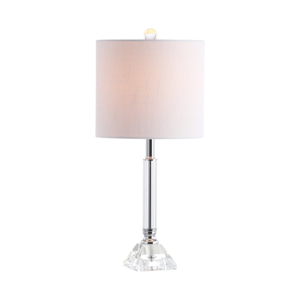 Set of Two 20" Clear Table Lamps With Drum Shades