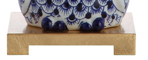 16" Blue Gold And White Novelty Table Lamp With Empire Shade