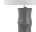 27" Gray And Clear Gourd Bedside Lamp With Drum Shade
