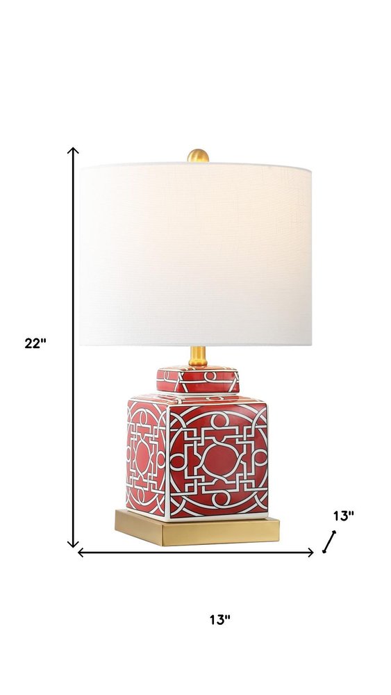 22" Gold Square Table Lamp With Drum Shade