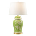 30" Green And Gold Novelty Table Lamp With Empire Shade