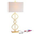 32" Gold Geometric Table Lamp With Shade