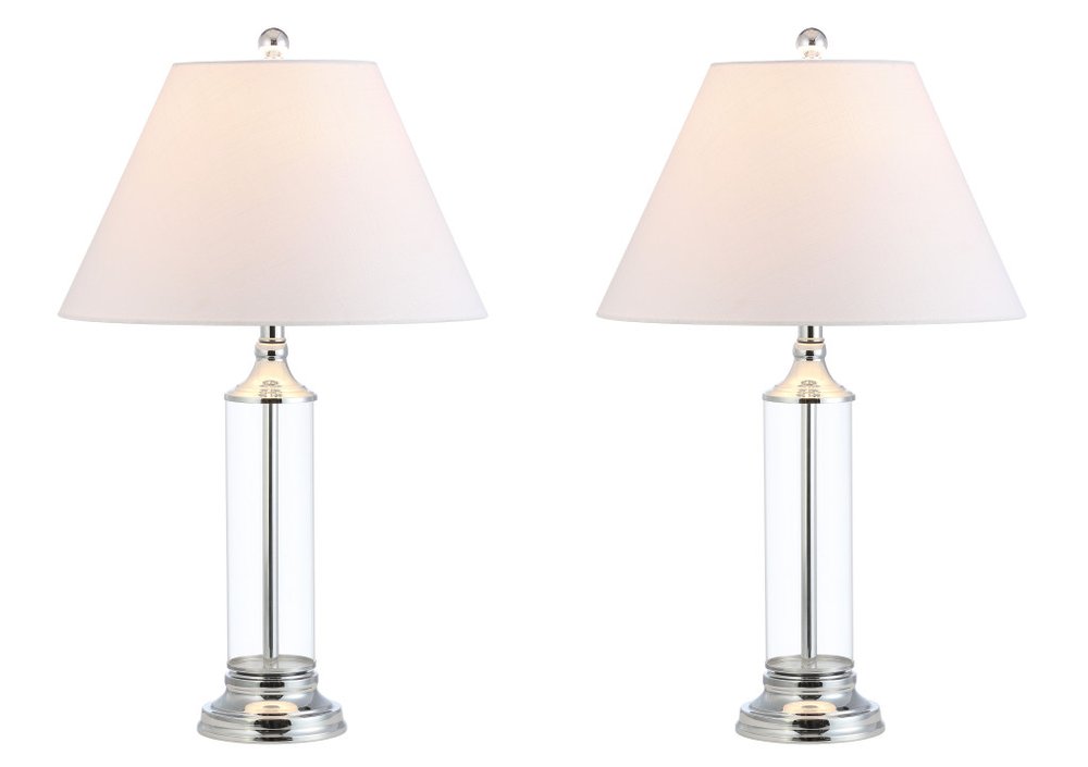 Set of Two 29" Silver Novelty Table Lamps With Empire Shades
