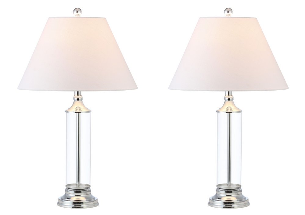 Set of Two 29" Silver Novelty Table Lamps With Empire Shades