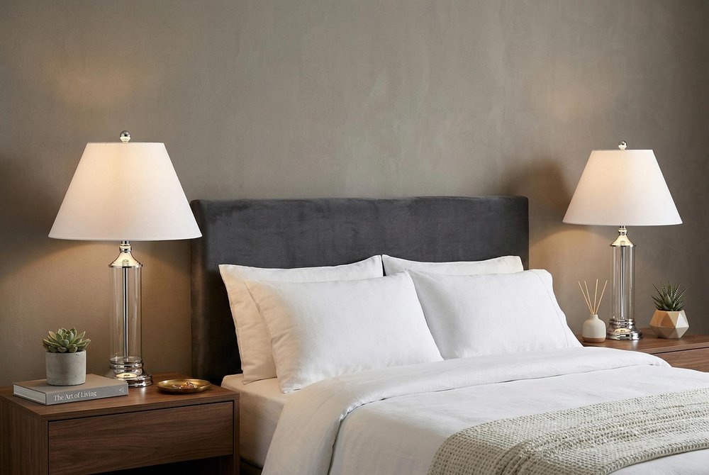 Set of Two 29" Silver Novelty Table Lamps With Empire Shades