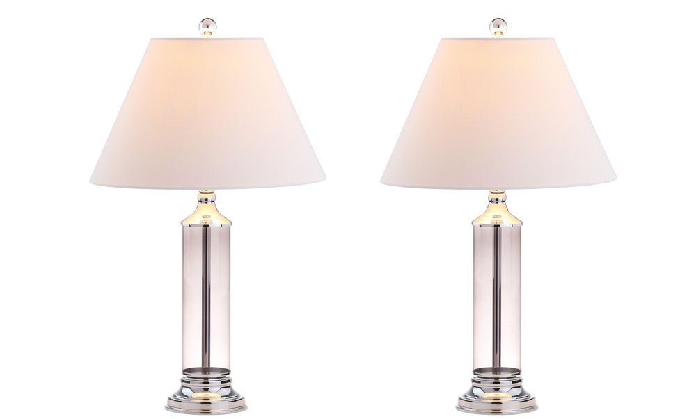 Set of Two 29" Silver Novelty Table Lamps With Empire Shades