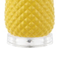 23" Yellow Gold And Clear Ceramic And Acrylic Pineapple Table Lamp With Globe Shade