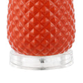 23" Orange Gold And Clear Ceramic And Acrylic Pineapple Table Lamp With Drum Shade
