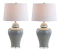 Set of Two 27" Clear Novelty Bedside Lamps With Empire Shades