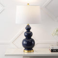 28" Navy Blue And Gold Novelty Table Lamp With Empire Shade