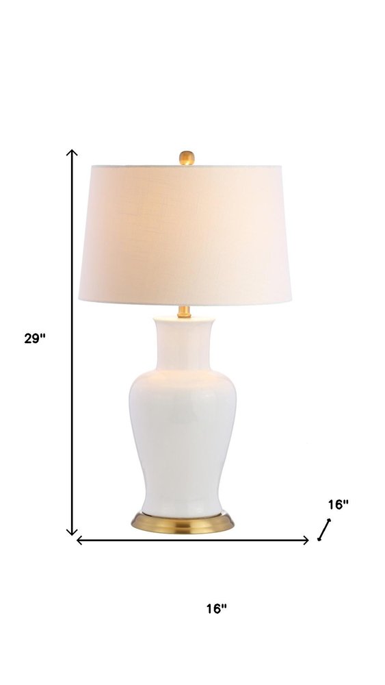 29" Gold Urn Table Lamp With Drum Shade