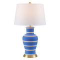 29" Blue Gold And Beige Urn Bedside Lamp With Empire Shade