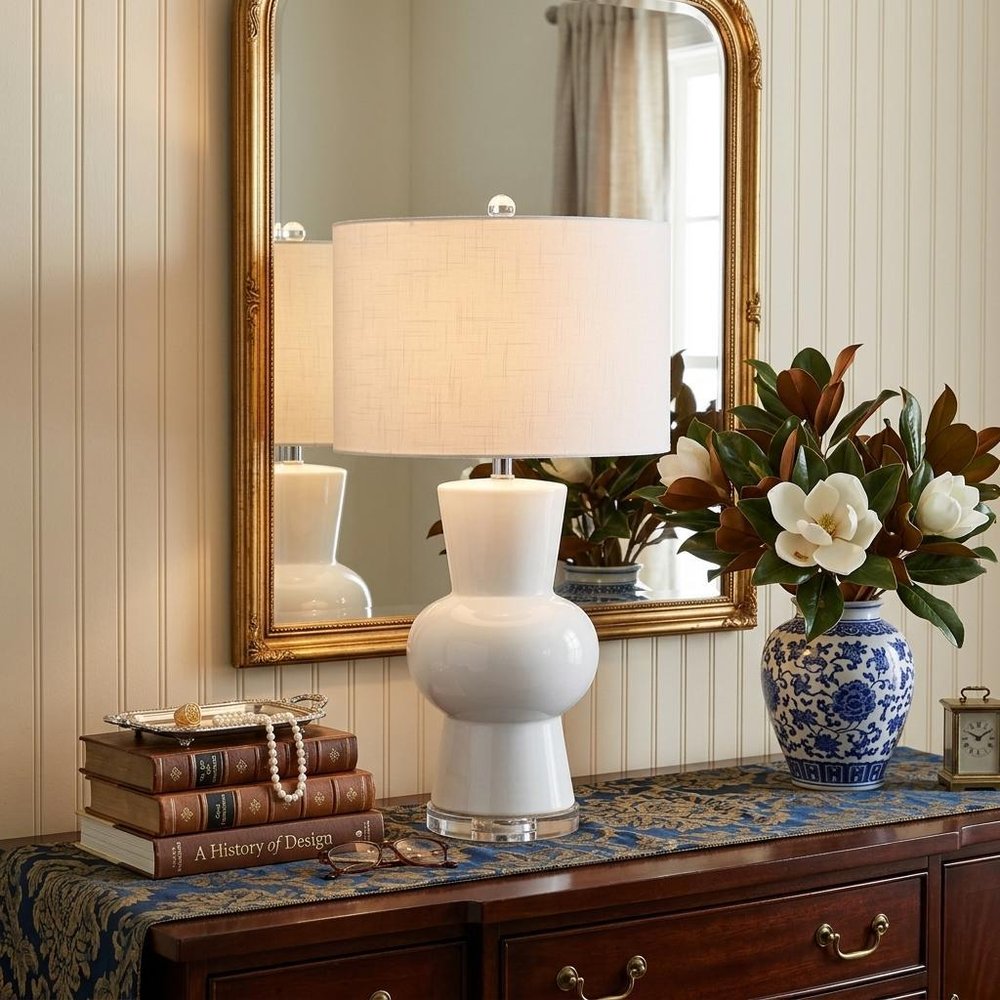 29" Clear Novelty Table Lamp With Drum Shade