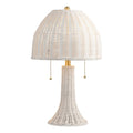 22" White Lantern Bedside Lamp With Dome Shade