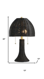 22-Inch Black Round Bedside Lamp with Dome Shade