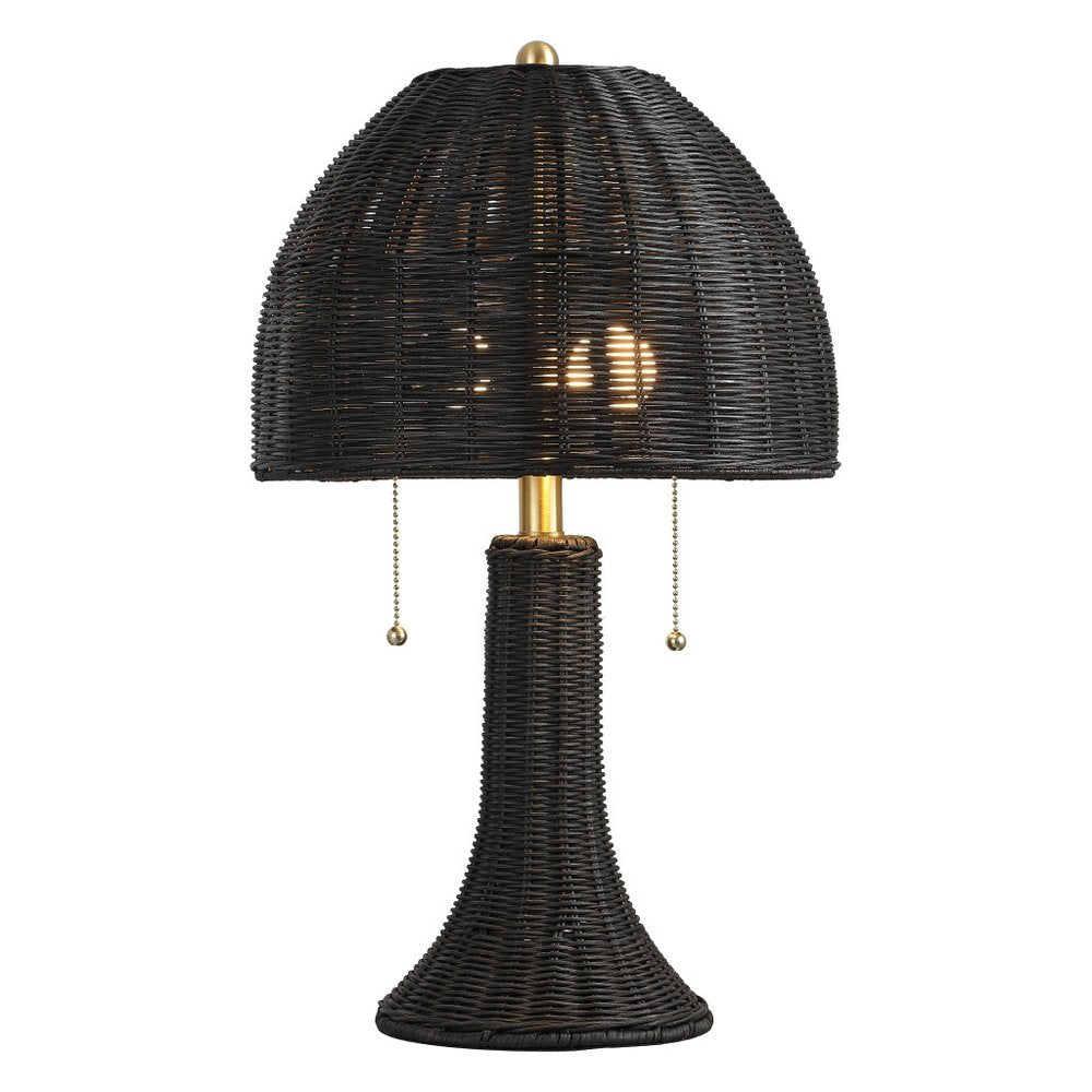 22-Inch Black Round Bedside Lamp with Dome Shade