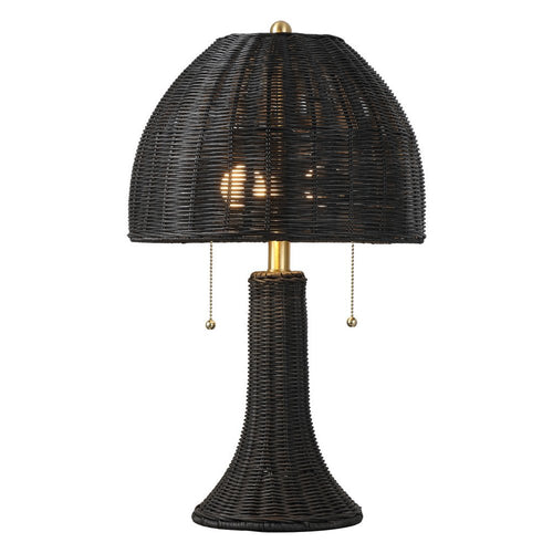 22-Inch Black Round Bedside Lamp with Dome Shade