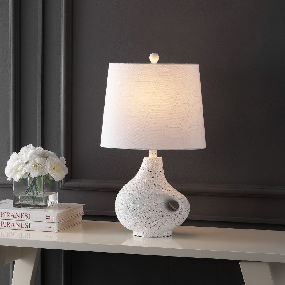 24" White Gourd Table Lamp With Novelty Shade