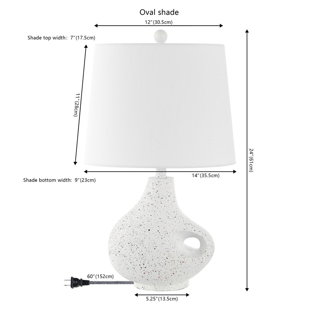 24" White Gourd Table Lamp With Novelty Shade