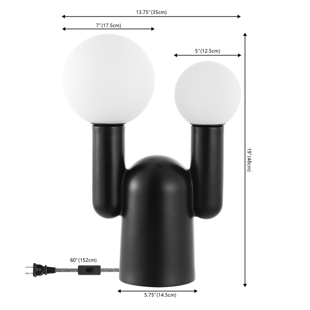 19" Black Two Light Novelty Globe Lamp
