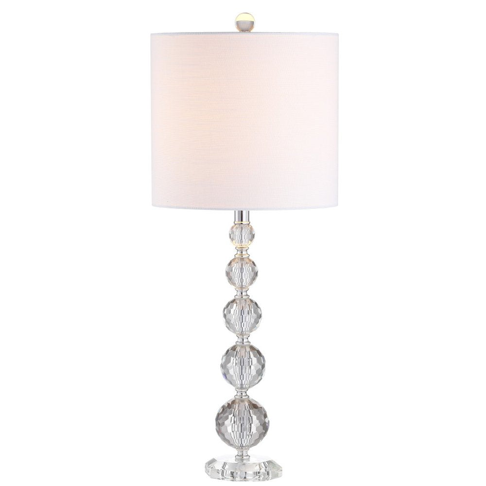 Set of Two 27" Clear Table Lamps With Drum Shades